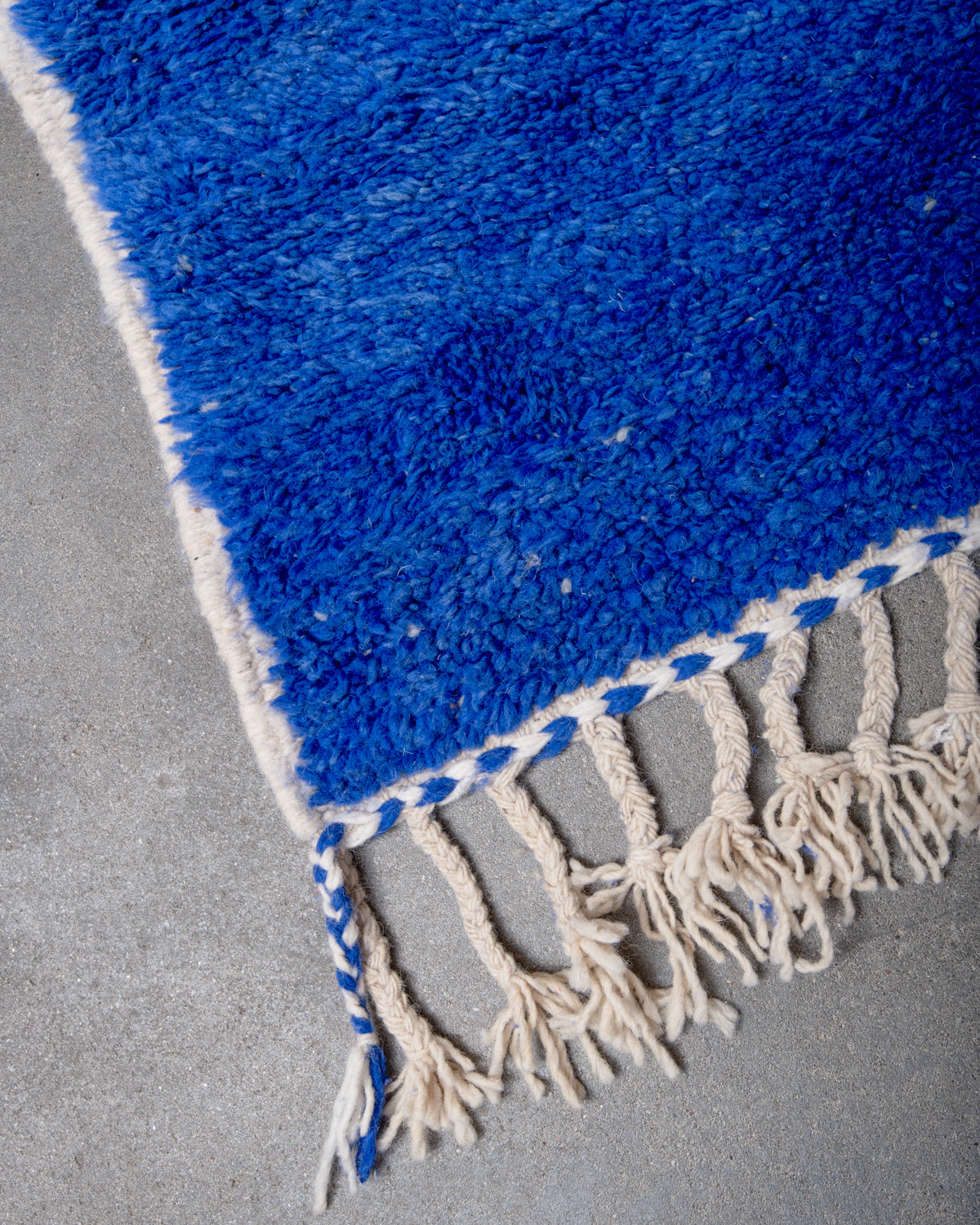 Modern, designer, handcrafted Berber rug from Morocco. Beniourain carpet with beautiful colours and patterns and fluffy wool texture.